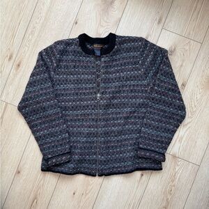 vintage woolrich 100% wool zip patterned sweater
